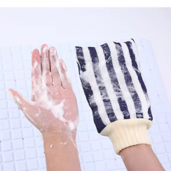 60 Pks Striped Rubbing Gloves for Rubbing Dirty Body Skin